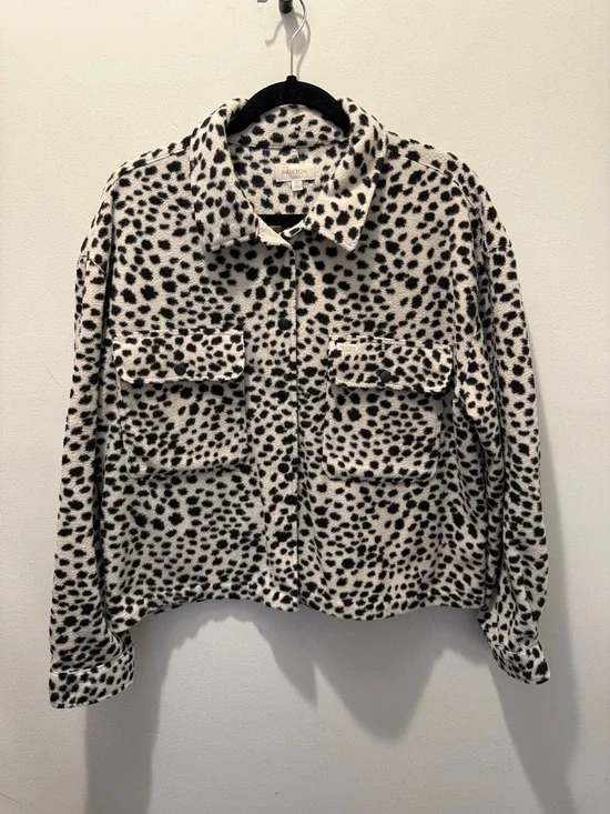 Brixton Women's Bowery Fleece Longsleeve Shirt cheetah-print jacket medium - Picture 4 of 12
